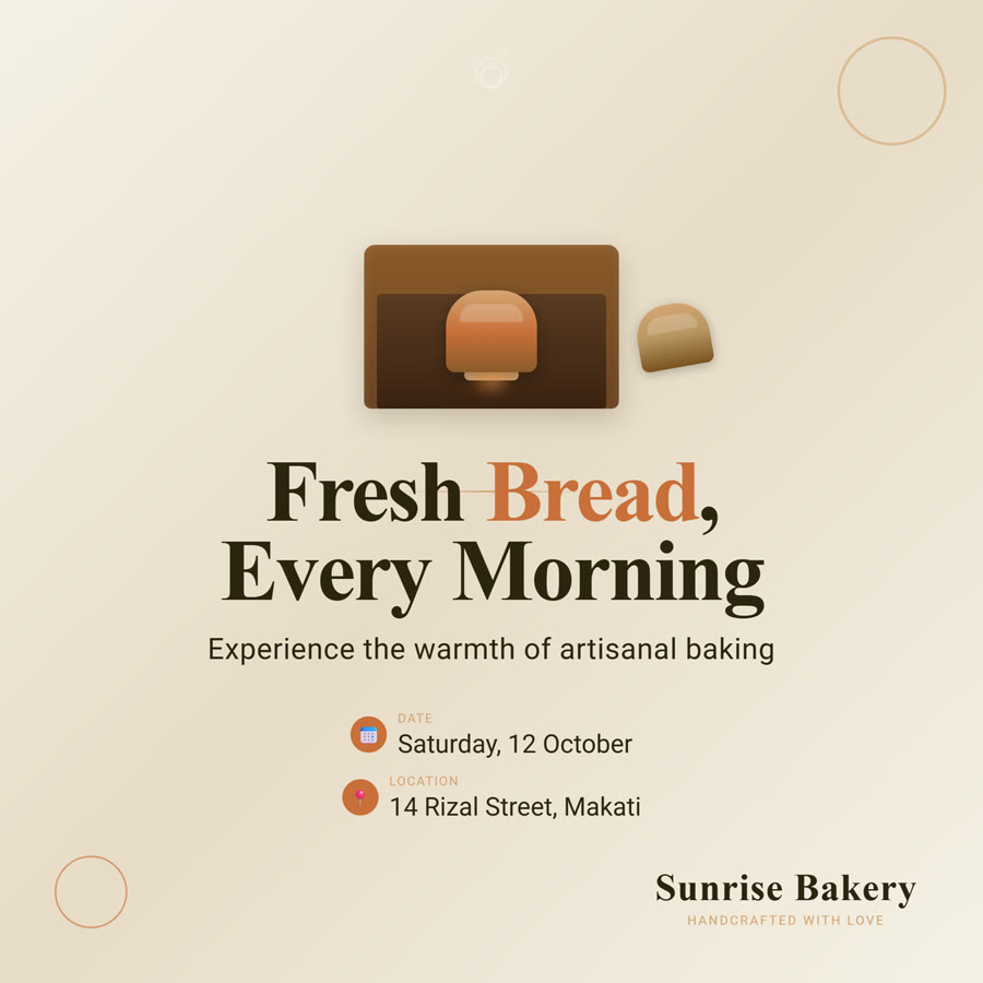 The Instagram post Qwen3.5 9B made in Pragma for Sunrise Bakery's grand opening