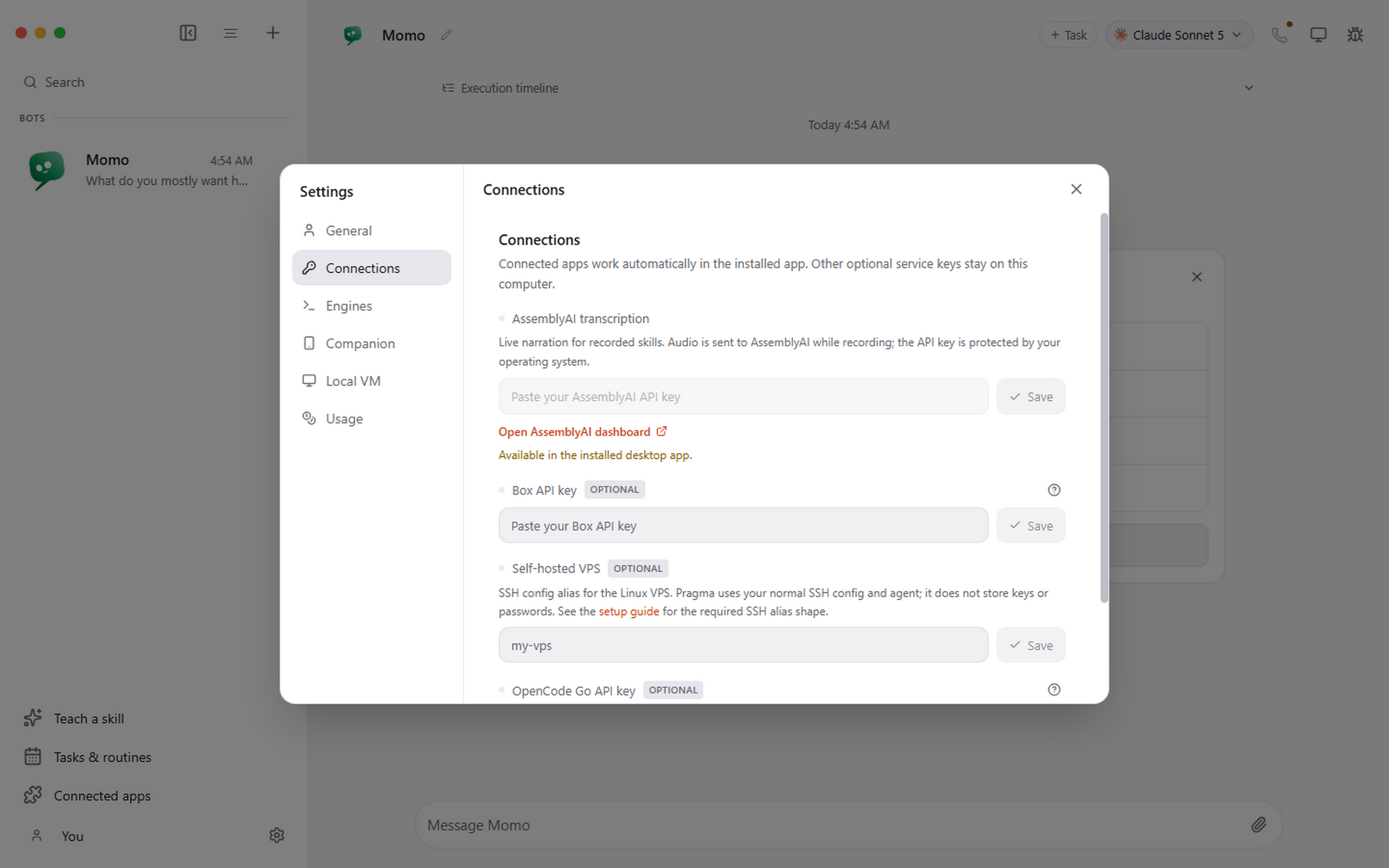 Pragma app settings