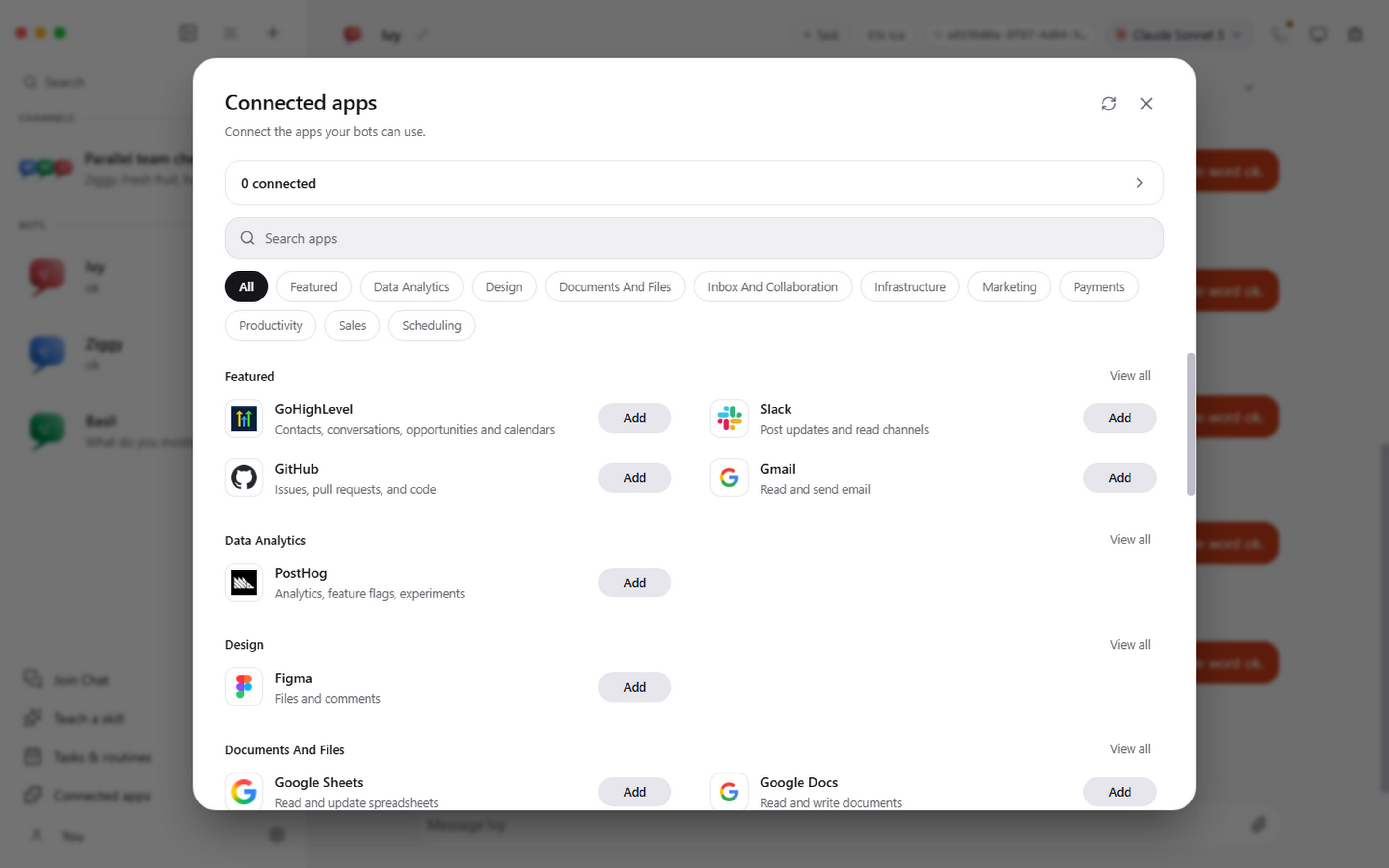 The connected apps catalogue