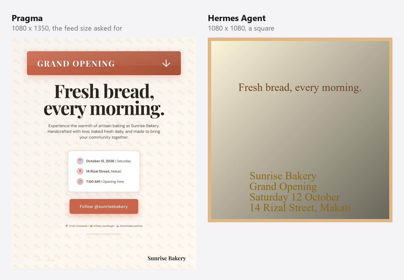 Pragma's post next to Hermes Agent's