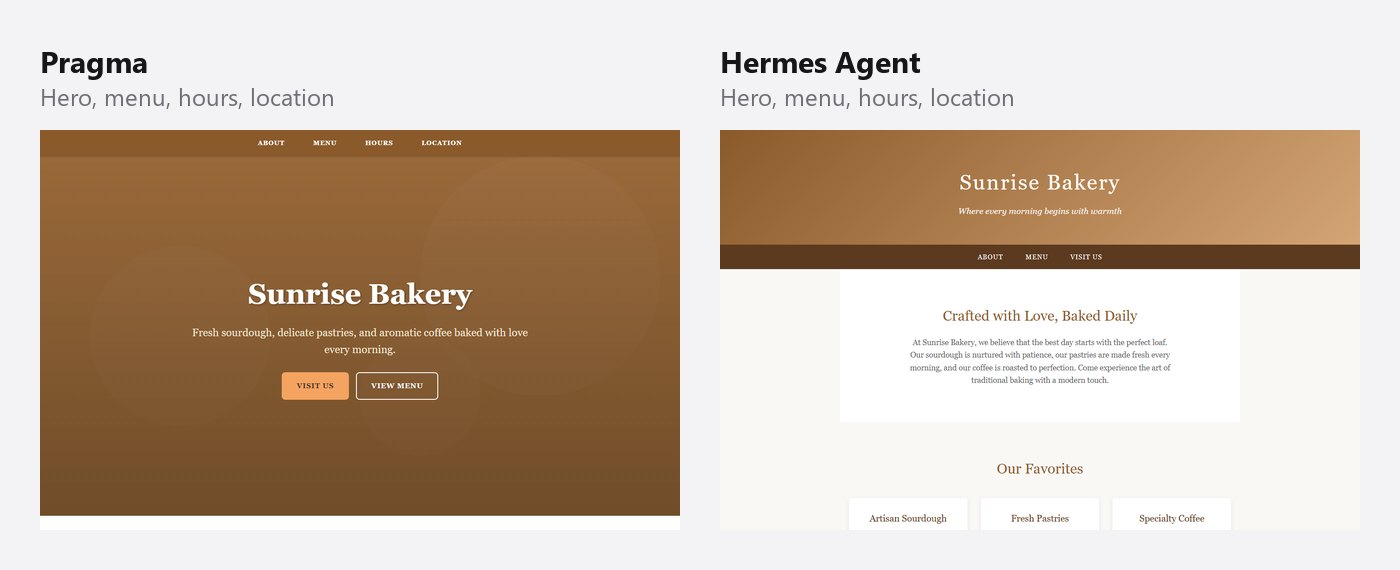 Pragma's page next to Hermes Agent's